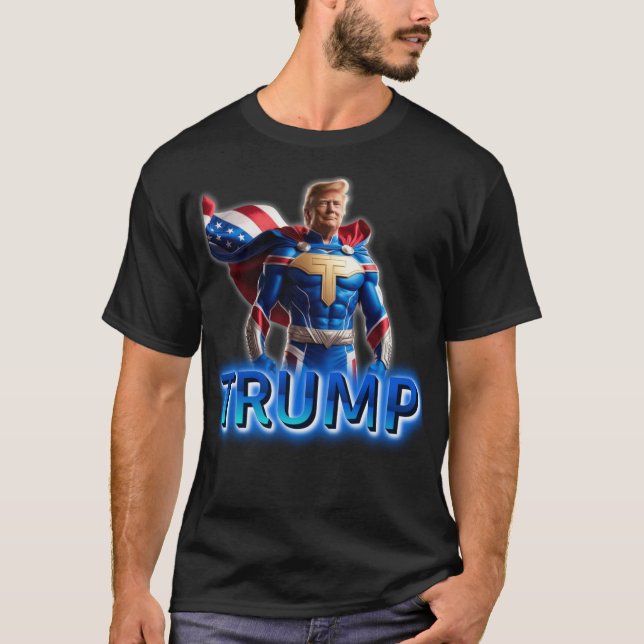 Trump Superhero: Patriotic Power Design 2025 T-Shirt (Vorderseite)