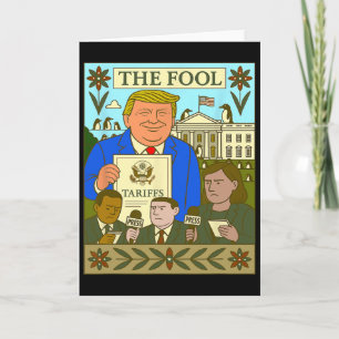 Trump Tarot Karte The Fool erhebt Zoll auf Pinguin
