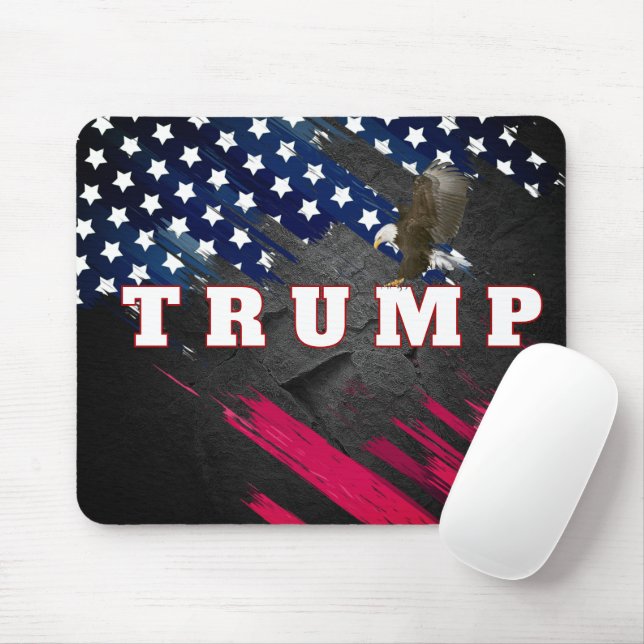 Trump Text auf US-Flagge mit Bald Eagle Mousepad (Mit Mouse)
