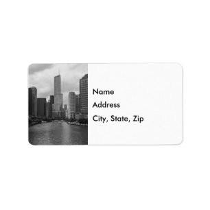 Trump Tower Chicago River Grayscale Address Labels Adressaufkleber