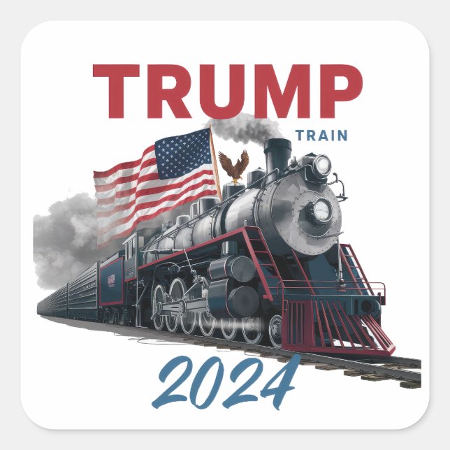 Trump Train 2024 Quadratischer Aufkleber (Vorderseite)