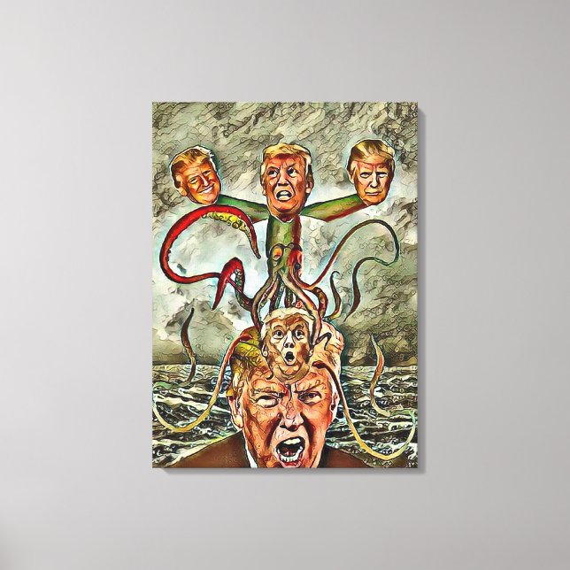 Trump True Form Abstrakt Watercolor Leinwanddruck (Vorderseite)