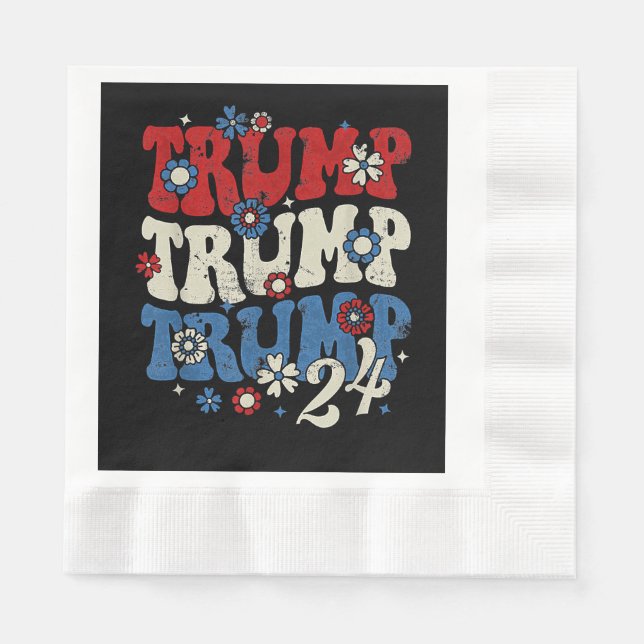 Trump Trump Trump 2024 Retro Serviette (Vorderseite)