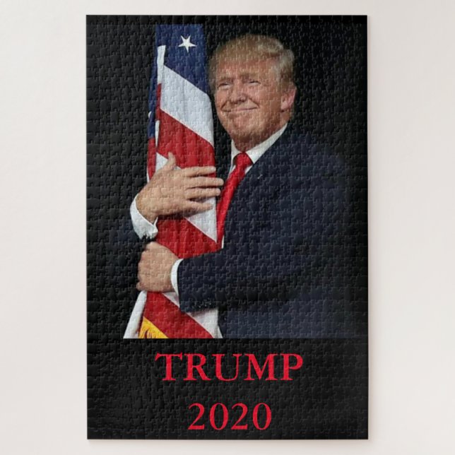 Trump umarmt die amerikanische Flagge Puzzle (Vertikal)