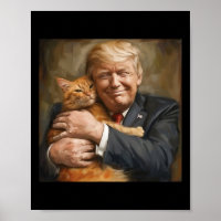 Trump umarmt eine orange Katze 2024