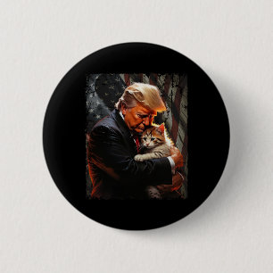 Trump umarmt eine orange Katze 2025 Katzen sicher  Button