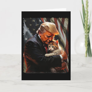 Trump umarmt eine orange Katze 2025 Katzen sicher Karte