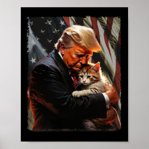 Trump umarmt eine orange Katze 2025 Katzen sicher  Poster