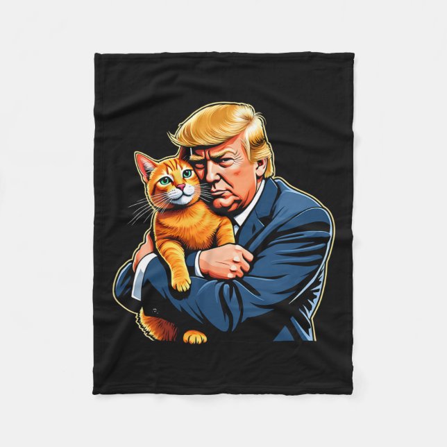 Trump umarmt Orange Cat Funny 2024 Wahlmäem Fleecedecke (Vorderseite)