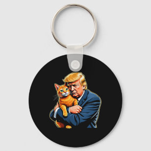 Trump umarmt Orange Cat Funny 2024 Wahlmäem Schlüsselanhänger
