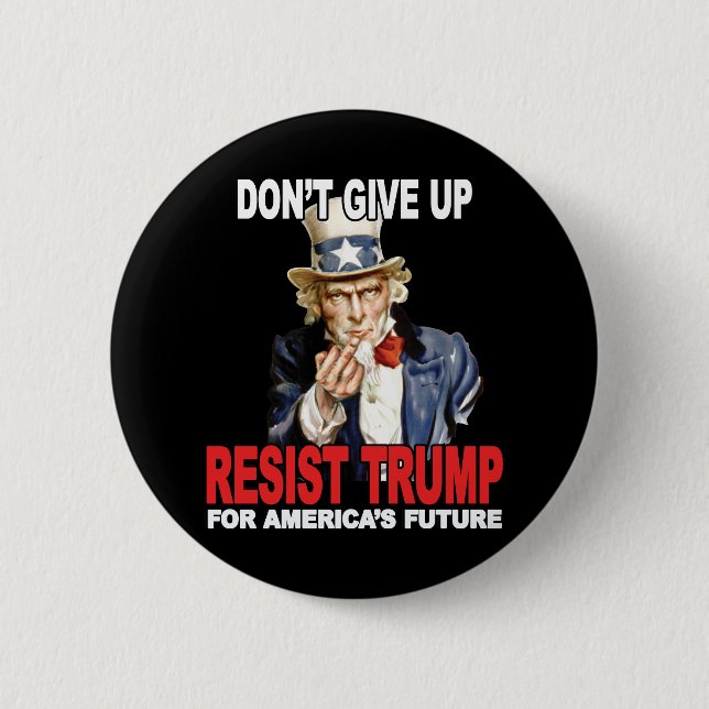 Trump Uncle Sam Middle Finger - Anti Trump Button (Vorderseite)
