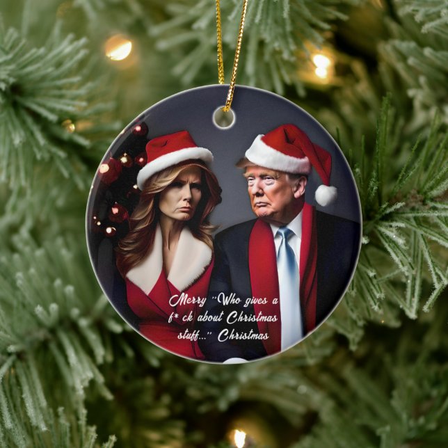 Trump und die Ehefrau "Who gib a F*ck" Weihnachten Keramik Ornament (Baum)