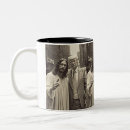 Trump und Jesus-Tasse Zweifarbige Tasse
