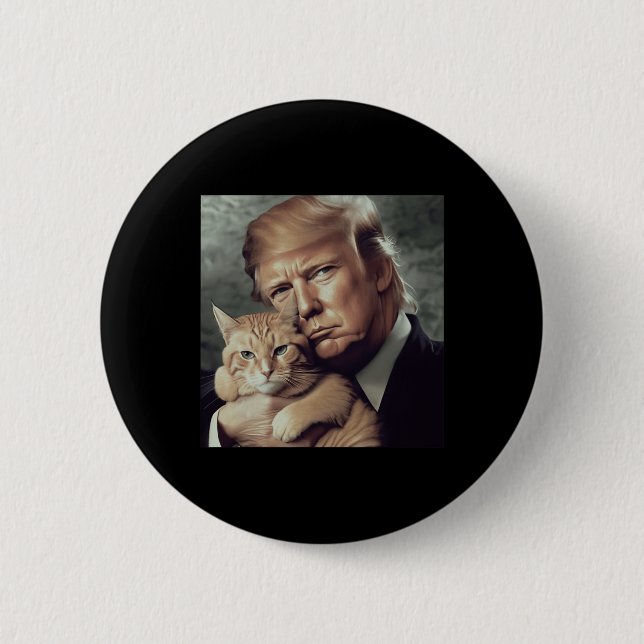 Trump und Katze - Funny Trump Cat Meme Button (Vorderseite)