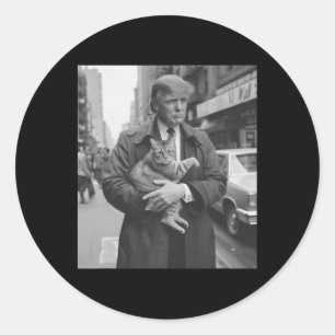 Trump und Katze in Newyork Runder Aufkleber