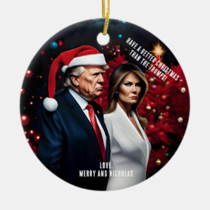 Trump und Melania Bad Christmas Keramik Ornament