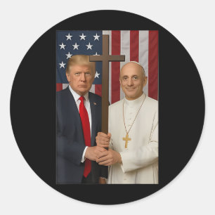 Trump und Papst Shirt - Papst Leo Xiv Gott segne A Runder Aufkleber