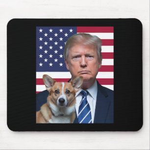 Trump und Pembroke walish Corgi Dog USA Flag Elect Mousepad