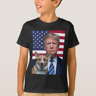 Trump und Pembroke walish Corgi Dog USA Flag Elect T-Shirt