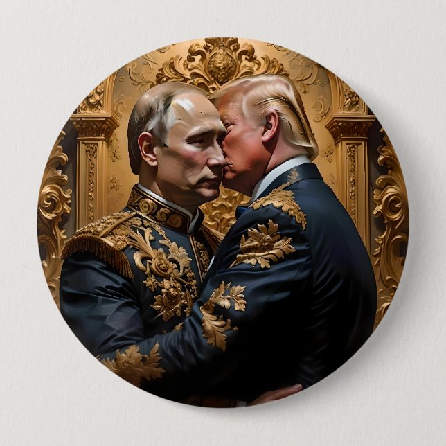 Trump und Putin Embrace Button (Vorderseite)