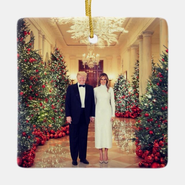 Trump US-Präsident White House Christmas Metal Orn Keramikornament (Vorderseite)