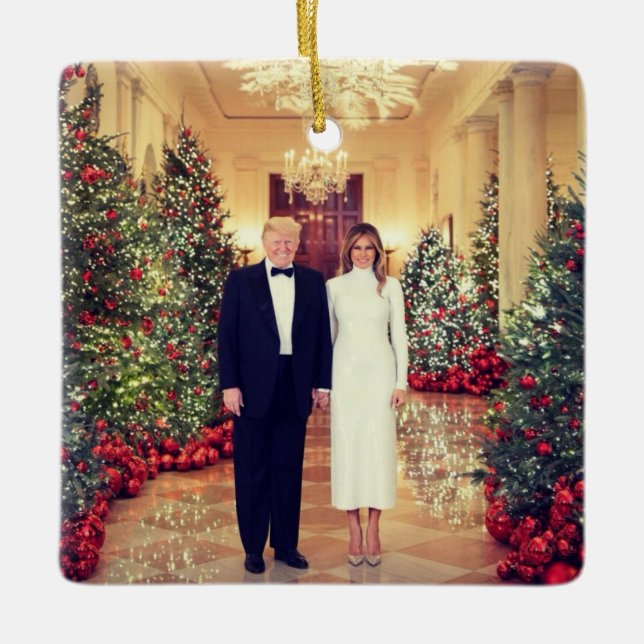 Trump US-Präsident White House Christmas Metal Orn Keramikornament (Vorderseite)