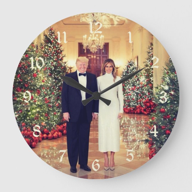 Trump US-Präsident White House Weihnachten Grosskl Große Wanduhr (Vorderseite)