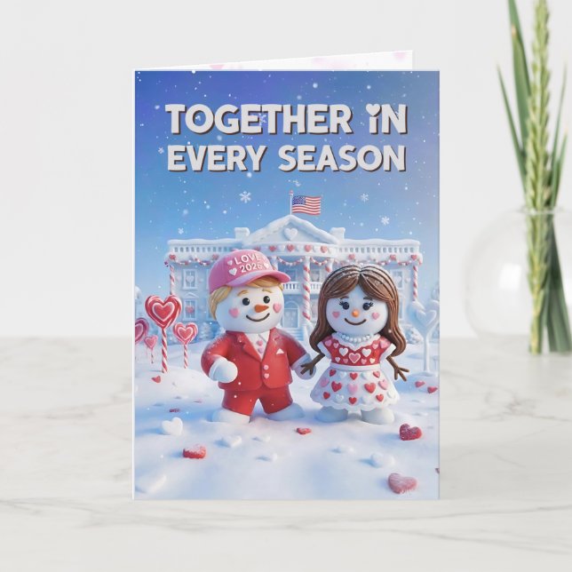 Trump Valentine's Day Card | Snowman Trump USA 250 Karte (Vorderseite)
