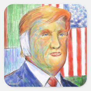 Trump Van Gogh Quadratischer Aufkleber
