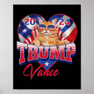 Trump Vance 2024 Cat Heart US Politischer Präsiden Poster