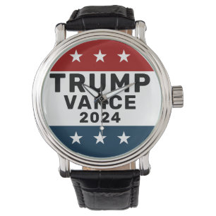 Trump Vance 2024 Classic Star Pinback Armbanduhr