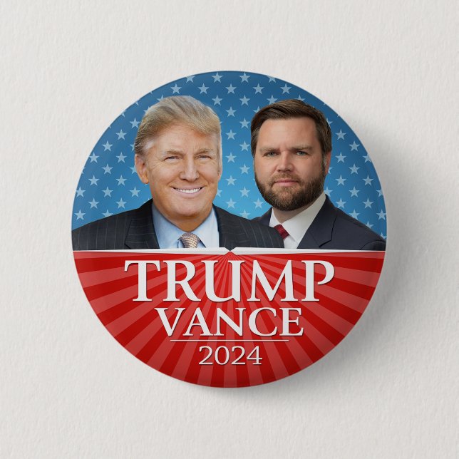 Trump Vance 2024 - Donald Präsident JD Vice Foto Button (Vorderseite)