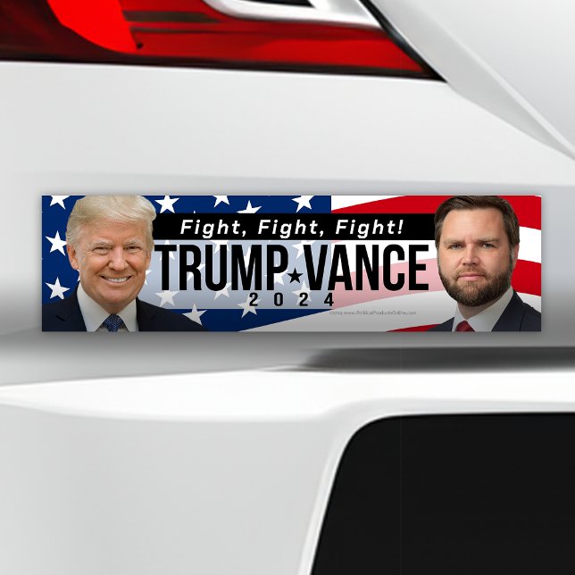 Trump Vance 2024: Foto zur Bekämpfung von Zitaten  Autoaufkleber (Trump Vance Fight Fight Fight 2024 bumper sticker)