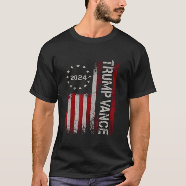 Trump Vance 2024 Für Präsident VP USA Republikaner T-Shirt (Vorderseite)