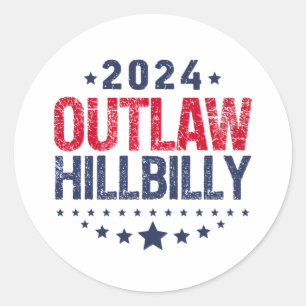 Trump Vance 2024 Gesetzloser Hillbilly US-Flagge Runder Aufkleber