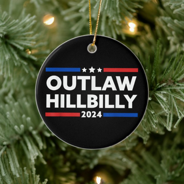 Trump Vance 2024 J.D. Vance Outlaw Hillbilly Keramik Ornament (Baum)
