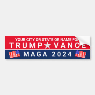Trump Vance 2024 MAGA Red Blue Flag Personalisiert Autoaufkleber