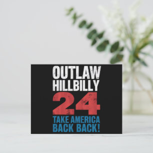 Trump Vance 2024 Outlaw Hillbilly US-Flagge Vintag Postkarte