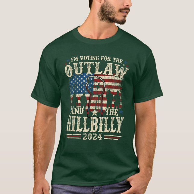 Trump Vance 2024 Outlaw Hillbilly USA Flag T-Shirt (Vorderseite)