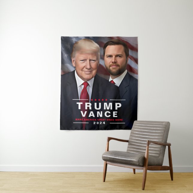 Trump Vance 2024 Politische Kampagne Wandteppich (Beispiel)