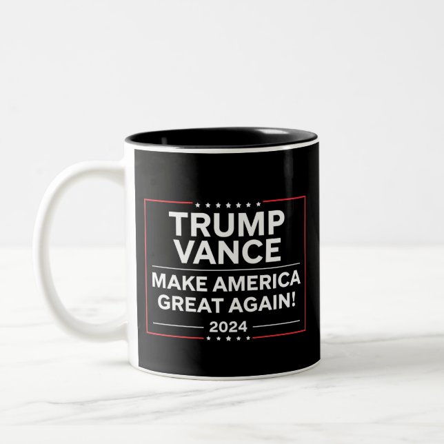 Trump Vance 2024 Präsident JD Vance Vice MAGA Zweifarbige Tasse (Links)