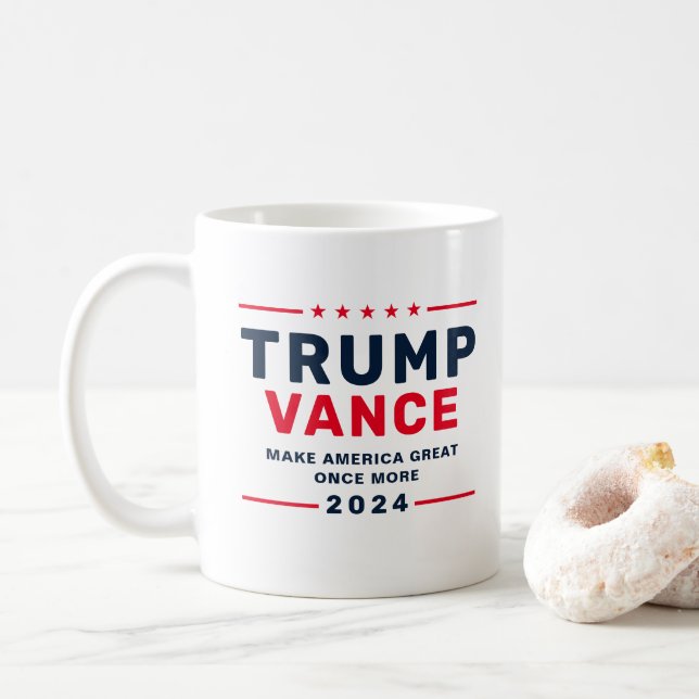 Trump Vance 2024 Präsident Kaffeetasse (Mit Donut)