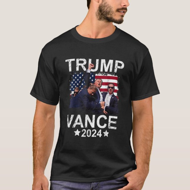 Trump Vance 2024 Präsident Trump Unterstützer T-Shirt (Vorderseite)