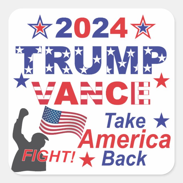 TRUMP VANCE 2024 QUADRATISCHER AUFKLEBER (Vorderseite)