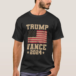 Trump Vance 2024 Retro USA Flag Trump JD Vance T S T-Shirt