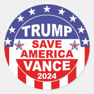 TRUMP VANCE 2024 RETTE AMERIKA RUNDER AUFKLEBER