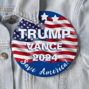 Trump Vance 2024 Rettete Amerika-Flagge Button