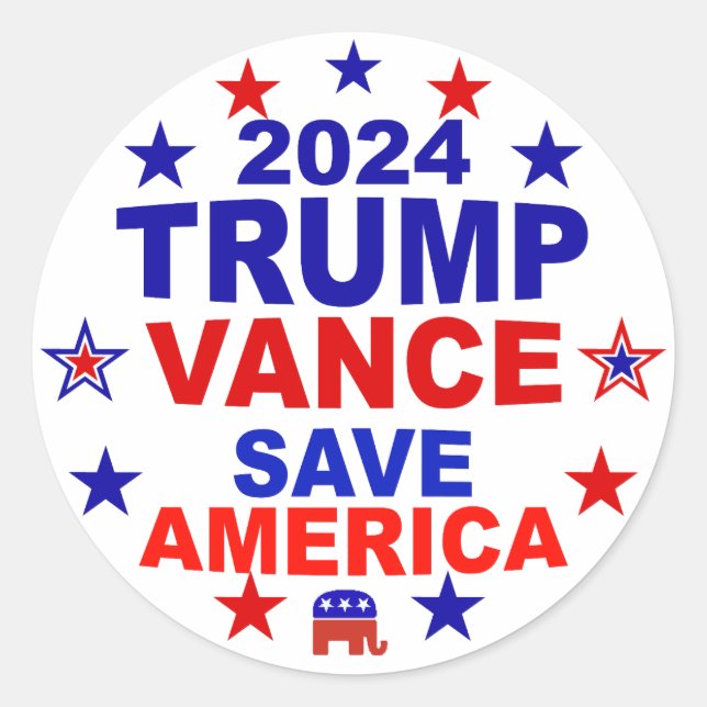 Trump Vance 2024 Rettete Amerika Runder Aufkleber (Vorderseite)