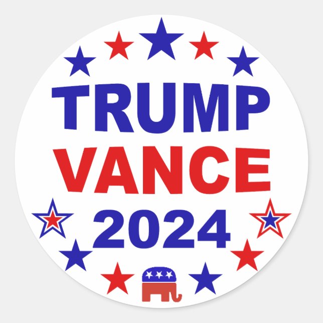 Trump Vance 2024 Runder Aufkleber (Vorderseite)