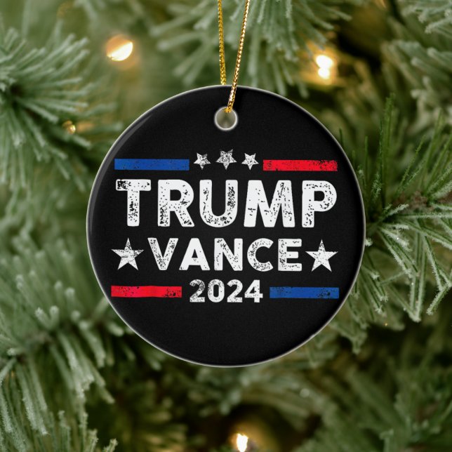 Trump Vance 2024 US-Flag-Wahl Präsident 2024 Keramik Ornament (Baum)